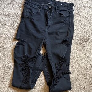 American Eagle Outfitters Black Distressed Skinny Jeans